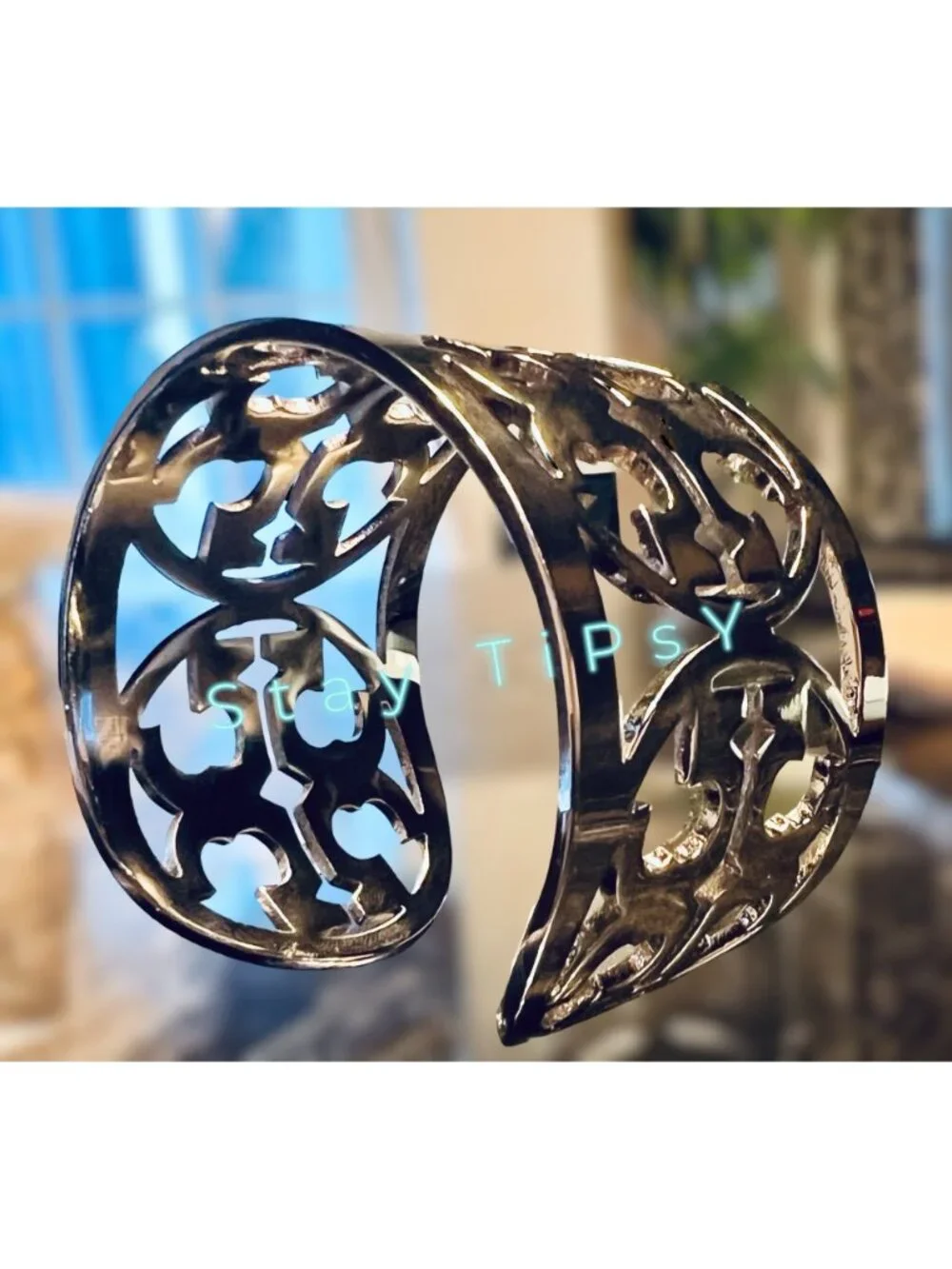 Tory Burch Silver Miller Logo Bangle Bracelet
